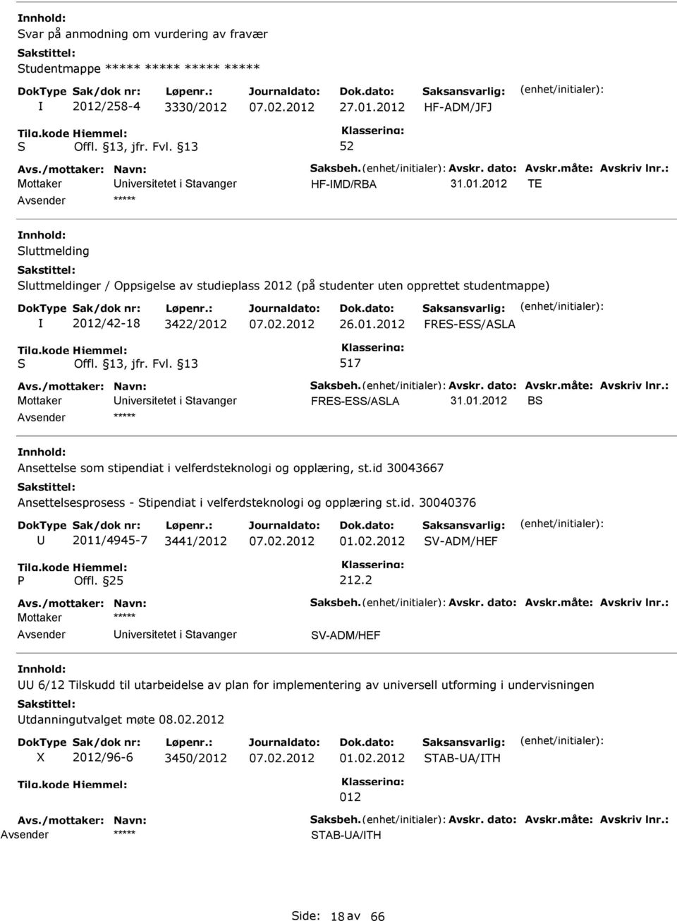 01.2 B Ansettelse som stipendiat i velferdsteknologi og opplæring, st.id 30043667 Ansettelsesprosess - tipendiat i velferdsteknologi og opplæring st.id. 30040376 2011/4945-7 3441/2 01.02.