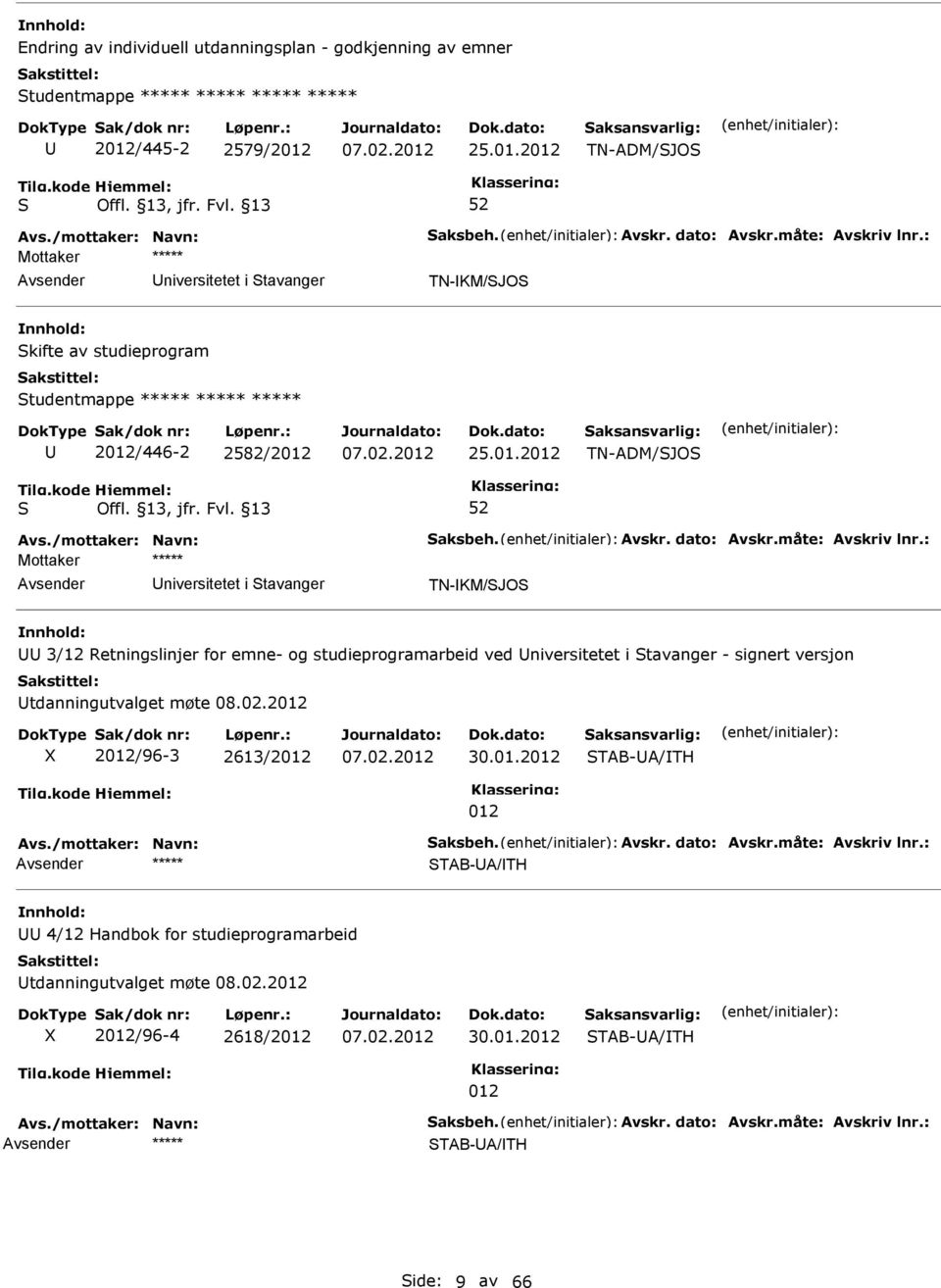 2 TN-ADM/JO niversitetet i tavanger TN-KM/JO 3/12 Retningslinjer for emne- og studieprogramarbeid ved niversitetet i tavanger -