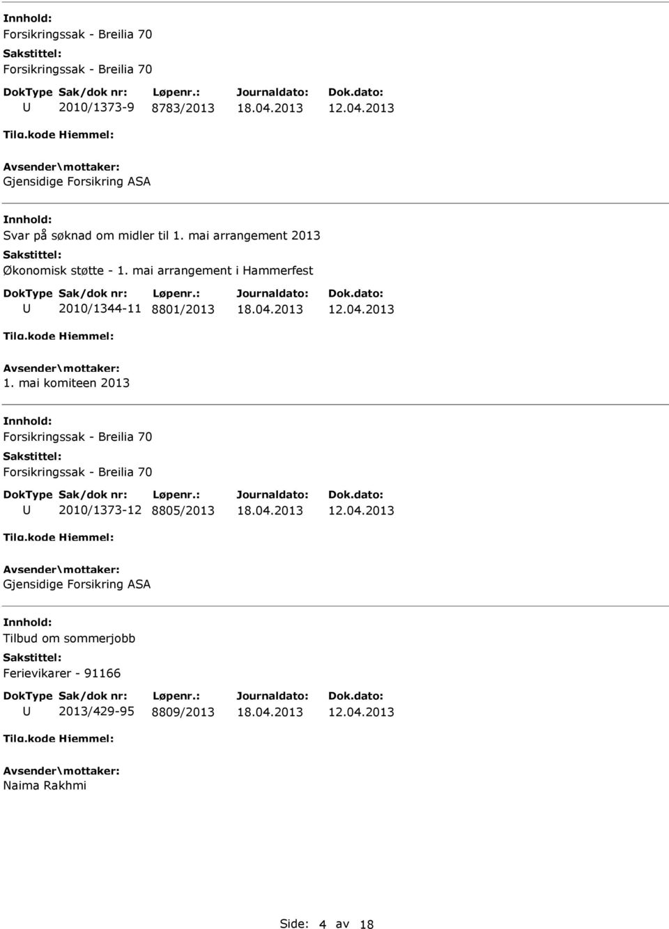 mai arrangement i Hammerfest 2010/1344-11 8801/2013 1.