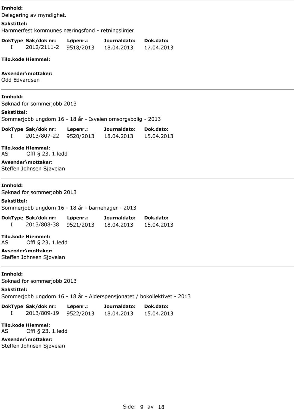 år - sveien omsorgsbolig - 2013 2013/807-22 9520/2013 Steffen Johnsen Sjøveian 15.04.