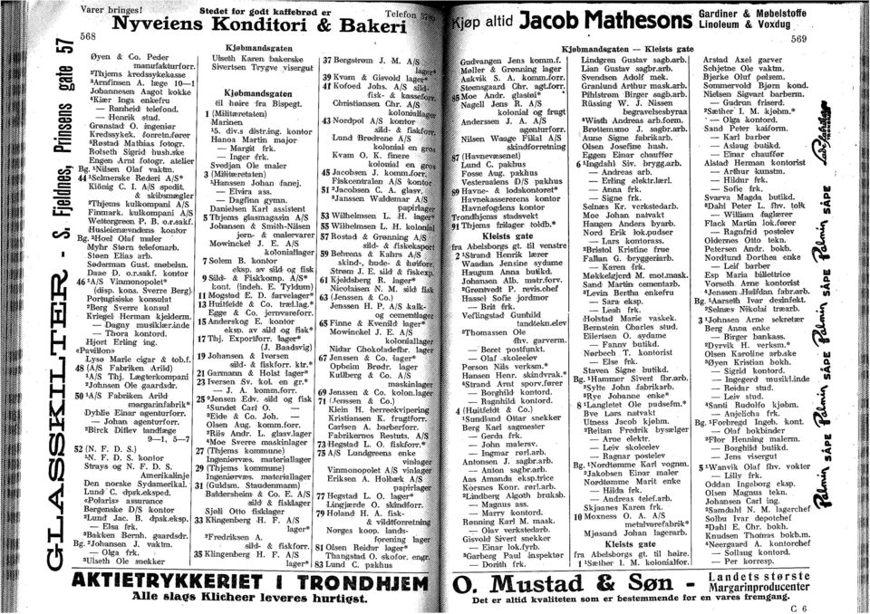 atete Bg. ' Nlsen Olaf vakhm. 44 ^Selmerske Reder A/S* Klong C. I. A/S spedftt. 2 Thljems kulkompan A/S Fmnark. kulk-ompan A/S Wettargnean P, B. o.makf Husleenævndlens kontor Bg.