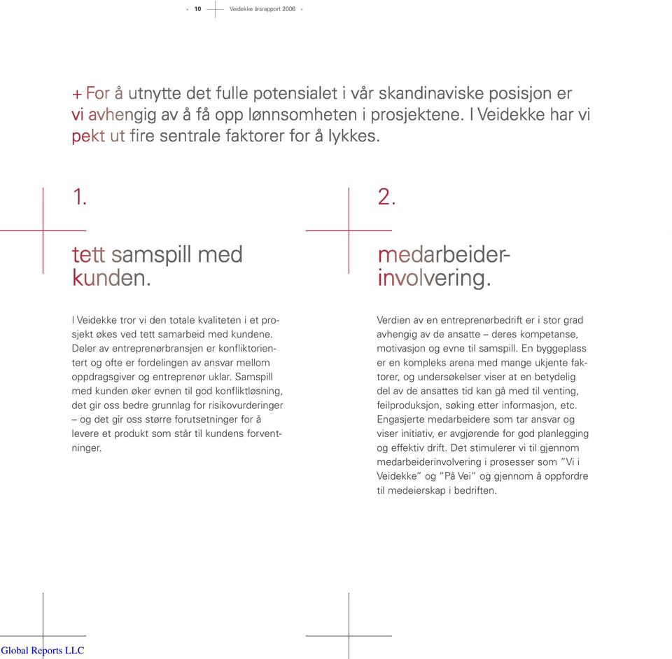 Samspill med kunden øker evnen til god konfliktløsning, det gir oss bedre grunnlag for risikovurderinger og det gir oss større forutsetninger for å levere et produkt som står til kundens