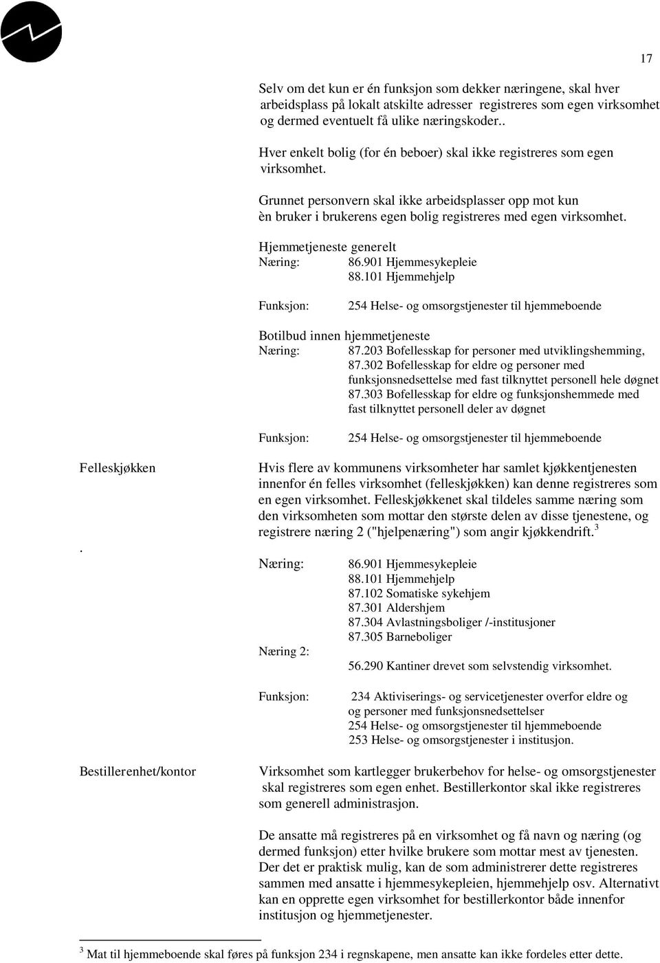 Hjemmetjeneste generelt 86.901 Hjemmesykepleie 88.101 Hjemmehjelp 17 254 Helse- og omsorgstjenester til hjemmeboende Botilbud innen hjemmetjeneste 87.