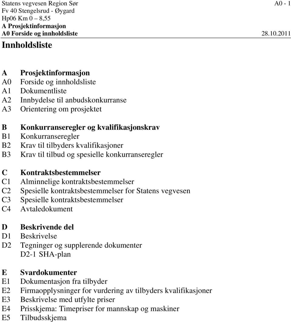 prosjektet Konkurranseregler og kvalifikasjonskrav Konkurranseregler Krav til tilbyders kvalifikasjoner Krav til tilbud og spesielle konkurranseregler Kontraktsbestemmelser Alminnelige