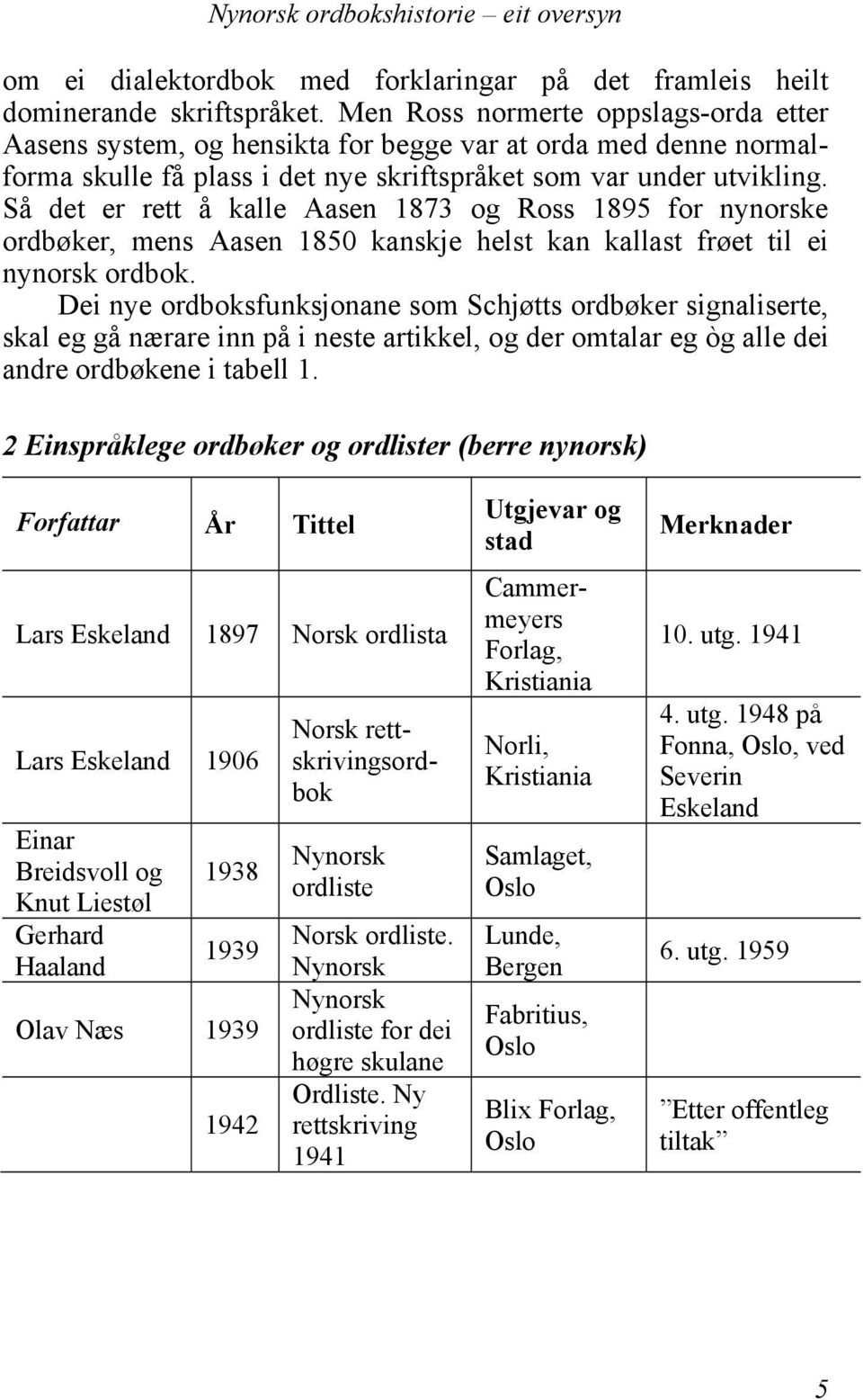 Så det er rett å kalle Aasen 1873 og Ross 1895 for nynorske ordbøker, mens Aasen 1850 kanskje helst kan kallast frøet til ei nynorsk.