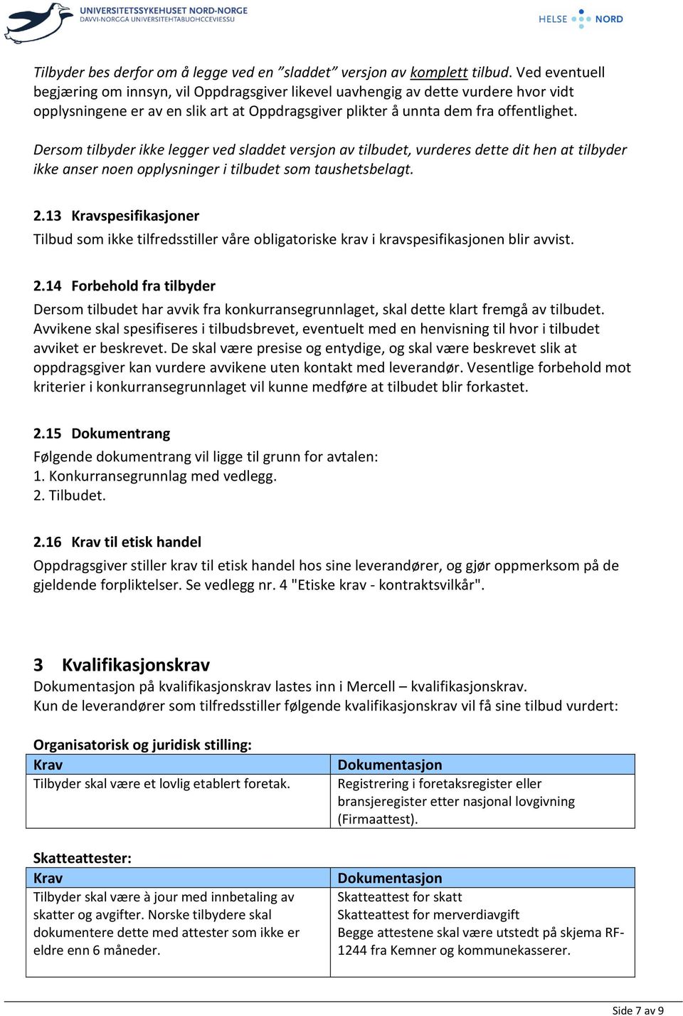 Dersom tilbyder ikke legger ved sladdet versjon av tilbudet, vurderes dette dit hen at tilbyder ikke anser noen opplysninger i tilbudet som taushetsbelagt. 2.