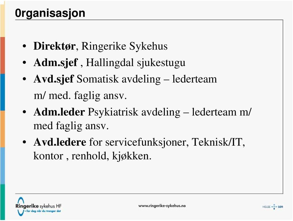 sjef Somatisk avdeling lederteam m/ med. faglig ansv. Adm.