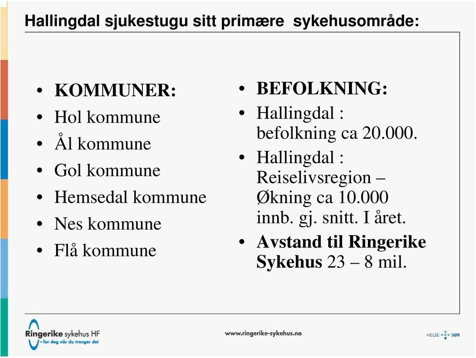 BEFOLKNING: Hallingdal : befolkning ca 20.000.