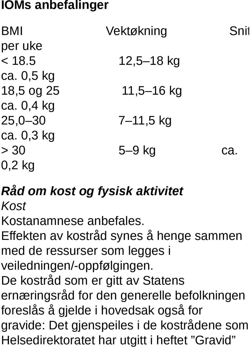 Effekten av kostråd synes å henge sammen med de ressurser som legges i veiledningen/-oppfølgingen.