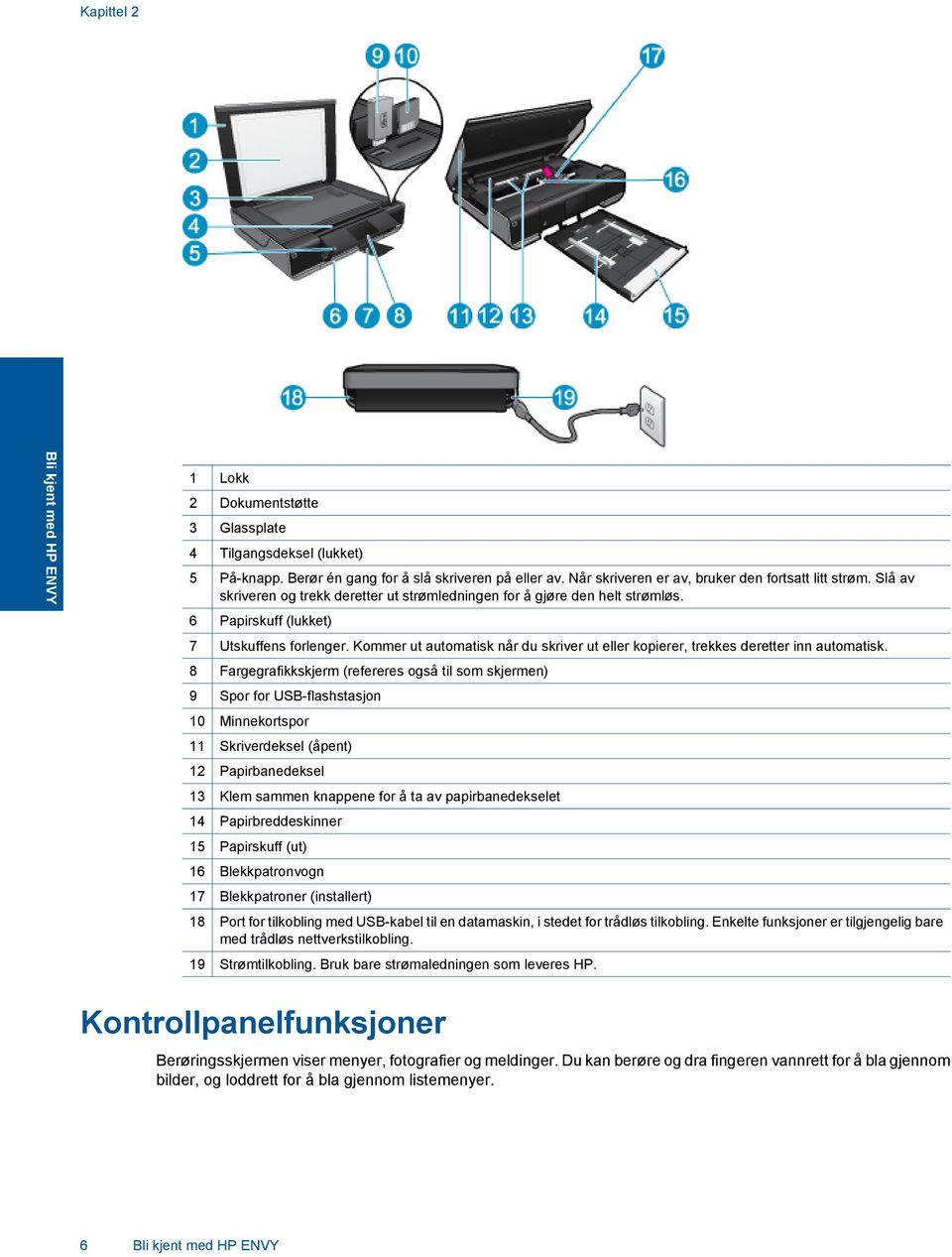 Kommer ut automatisk når du skriver ut eller kopierer, trekkes deretter inn automatisk.