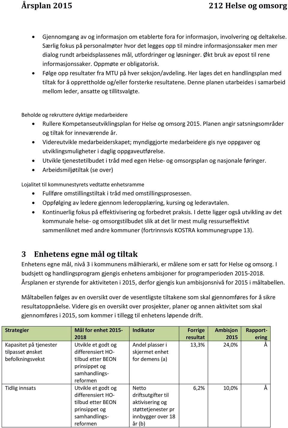 Oppmøte er obligatorisk. Følge opp resultater fra MTU på hver seksjon/avdeling. Her lages det en handlingsplan med tiltak for å opprettholde og/eller forsterke resultatene.