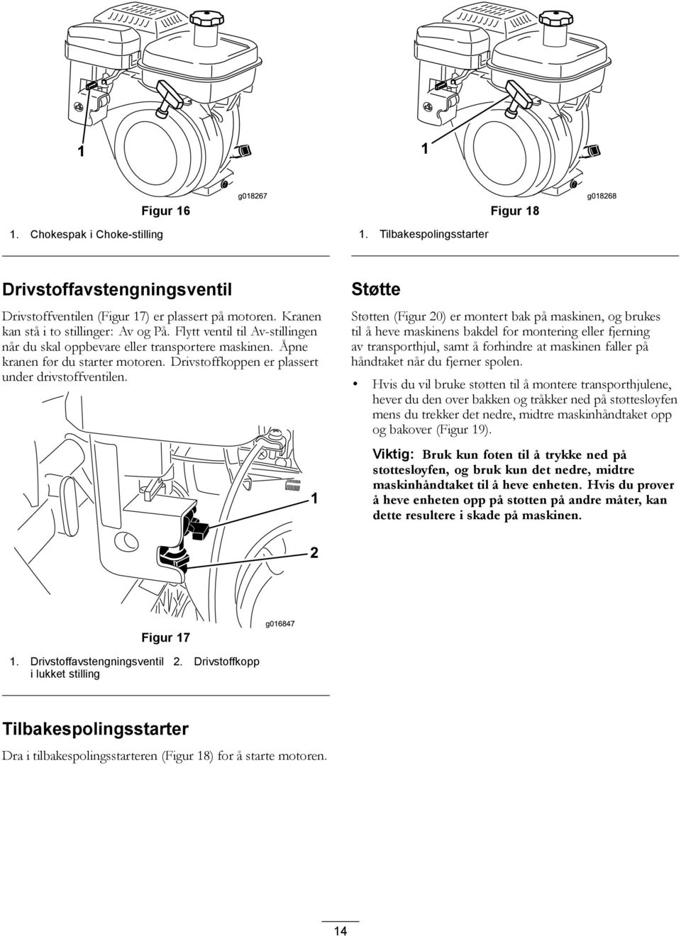 Drivstoffkoppen er plassert under drivstoffventilen.