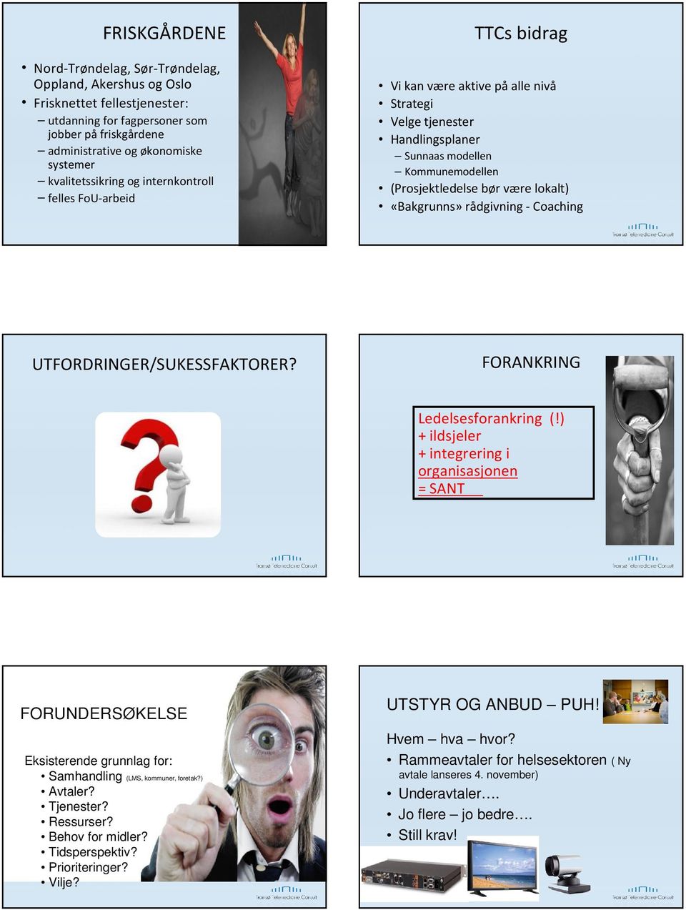 lokalt) «Bakgrunns» rådgivning - Coaching UTFORDRINGER/SUKESSFAKTORER? FORANKRING Ledelsesforankring (!