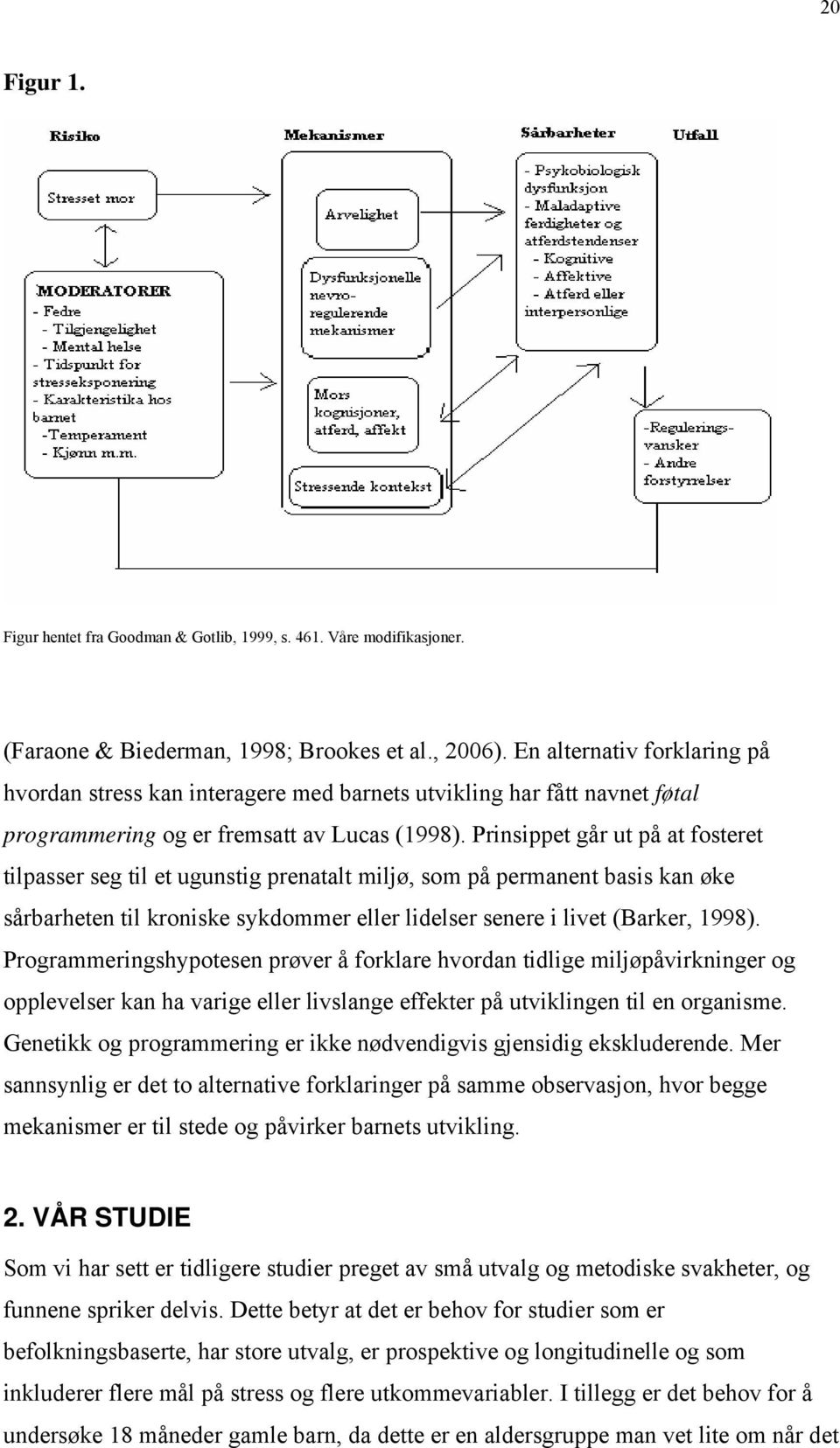 Prinsippet går ut på at fosteret tilpasser seg til et ugunstig prenatalt miljø, som på permanent basis kan øke sårbarheten til kroniske sykdommer eller lidelser senere i livet (Barker, 1998).