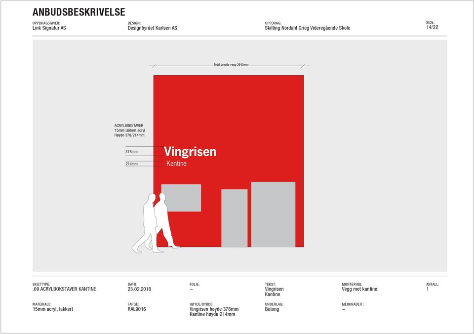 09 ACRYLBOKSTAVER KANTINE Vingrisen Kantine Vegg mot kantine