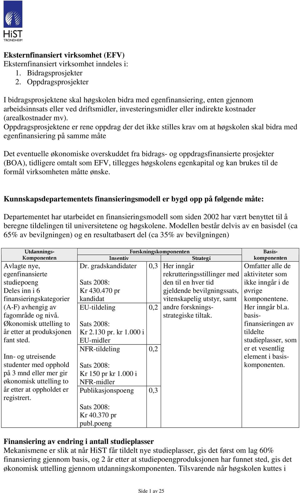 mv). Oppdragsprosjektene er rene oppdrag der det ikke stilles krav om at høgskolen skal bidra med egenfinansiering på samme måte Det eventuelle økonomiske overskuddet fra bidrags- og