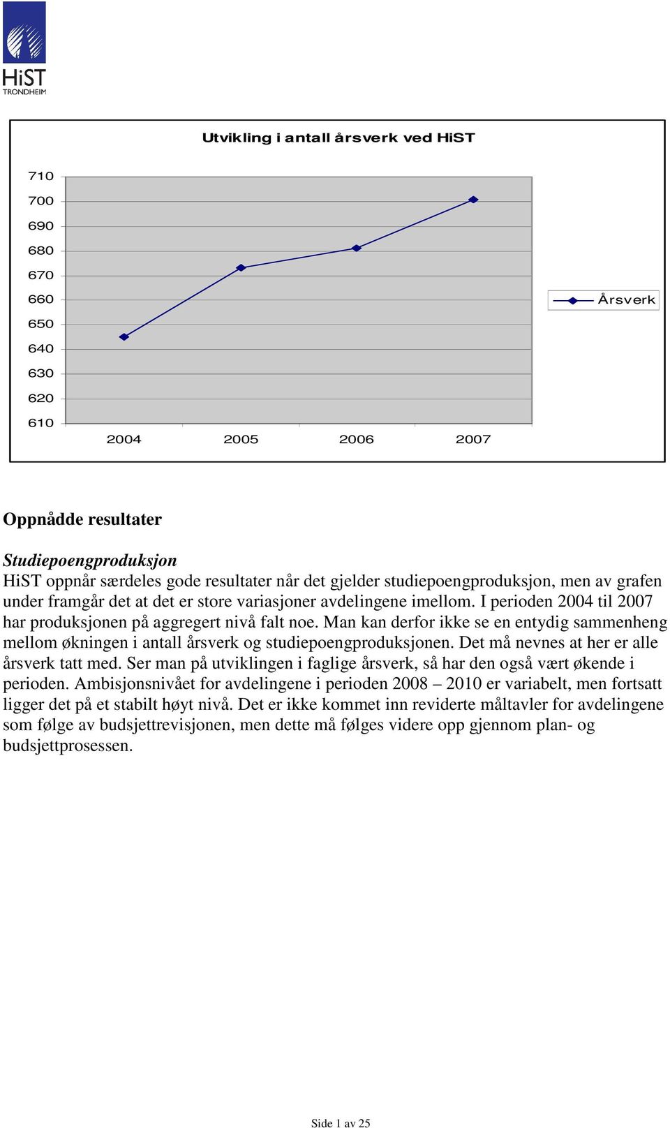 Man kan derfor ikke se en entydig sammenheng mellom økningen i antall årsverk og studiepoengproduksjonen. Det må nevnes at her er alle årsverk tatt med.