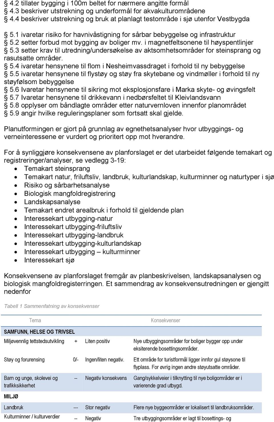 2 setter forbud mot bygging av boliger mv. i magnetfeltsonene til høyspentlinjer 5.3 setter krav til utredning/undersøkelse av aktsomhetsområder for steinsprang og rasutsatte områder. 5.4 ivaretar hensynene til flom i Nesheimvassdraget i forhold til ny bebyggelse 5.