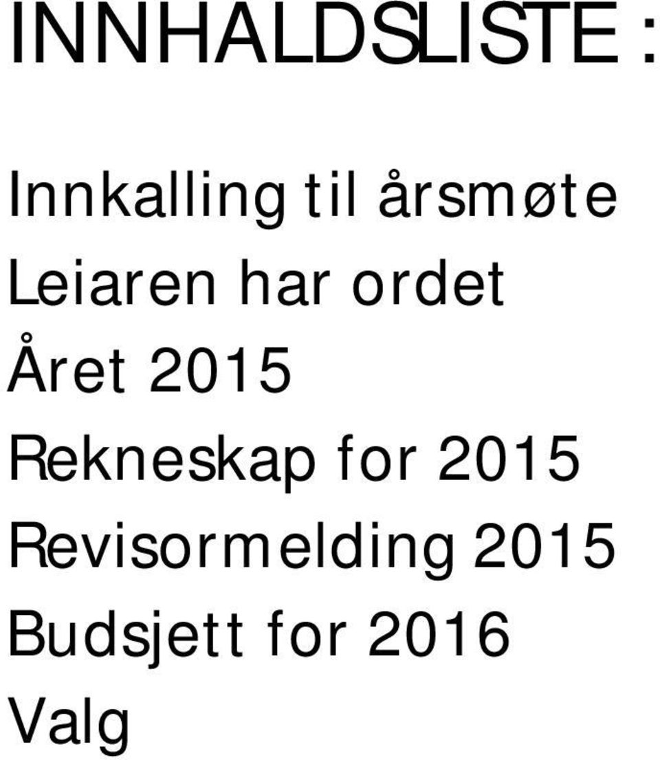 2015 Rekneskap for 2015