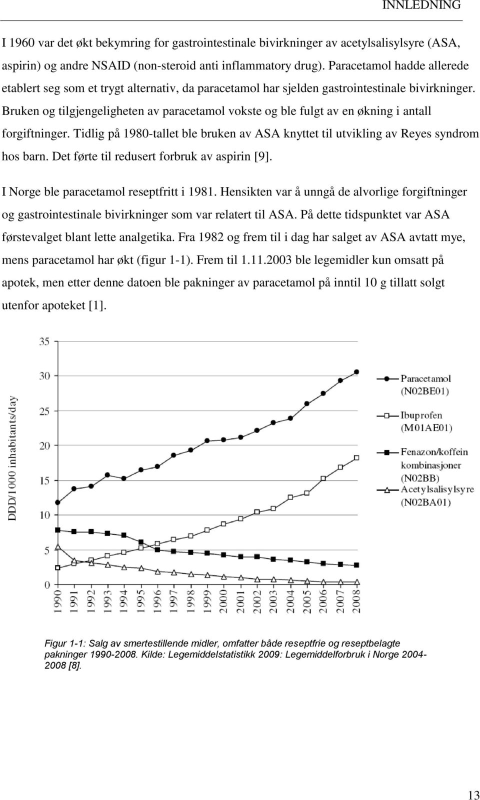 Bruken og tilgjengeligheten av paracetamol vokste og ble fulgt av en økning i antall forgiftninger. Tidlig på 1980-tallet ble bruken av ASA knyttet til utvikling av Reyes syndrom hos barn.