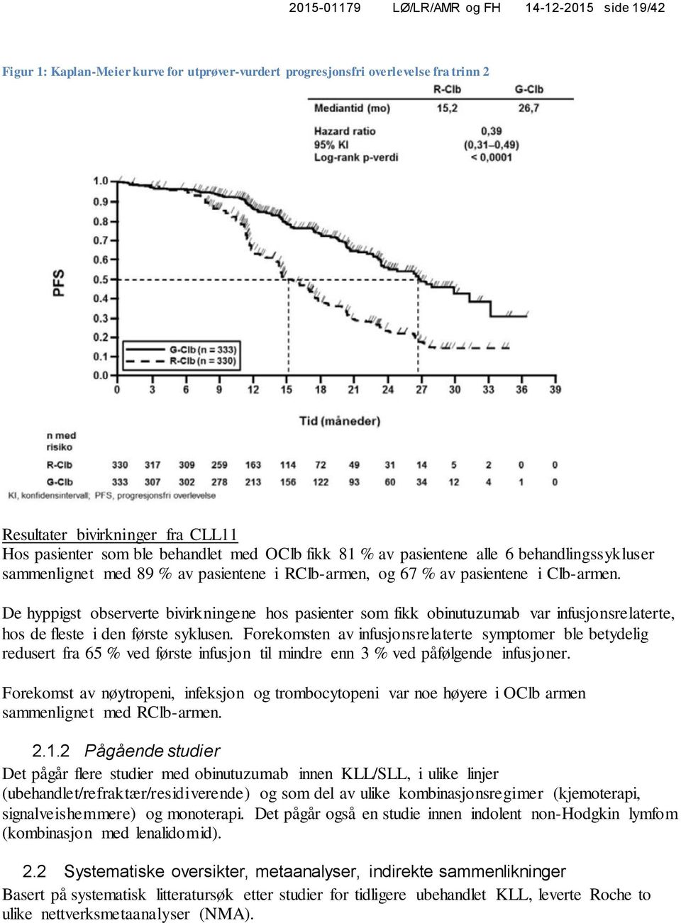 De hyppigst observerte bivirkningene hos pasienter som fikk obinutuzumab var infusjonsrelaterte, hos de fleste i den første syklusen.