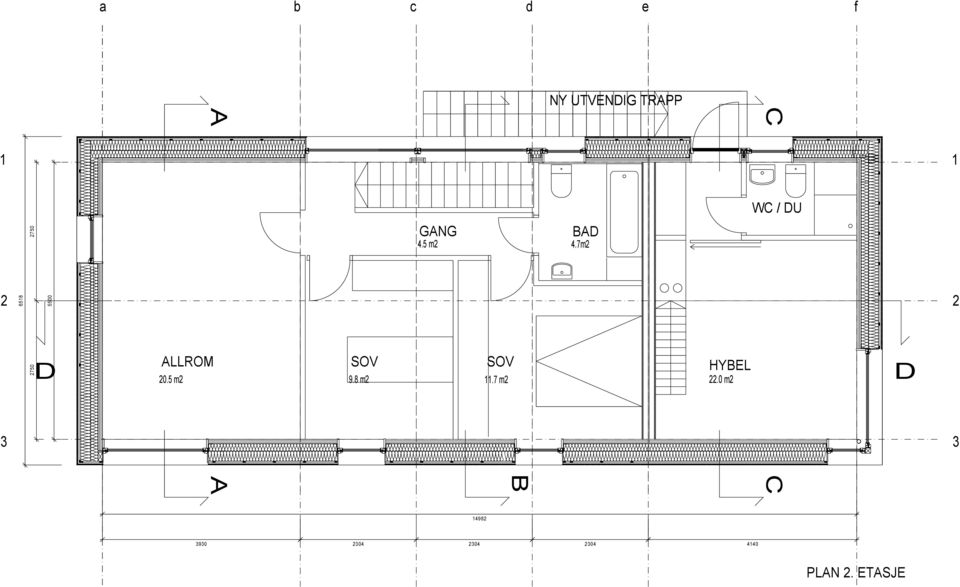 5 m2 SOV 11.7 m2 B BD 4.7m2 HYBEL 22.