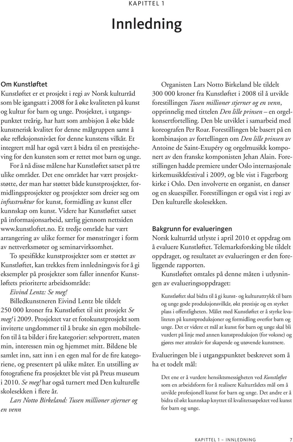 Et integrert mål har også vært å bidra til en prestisjeheving for den kunsten som er rettet mot barn og unge. For å nå disse målene har Kunstløftet satset på tre ulike områder.