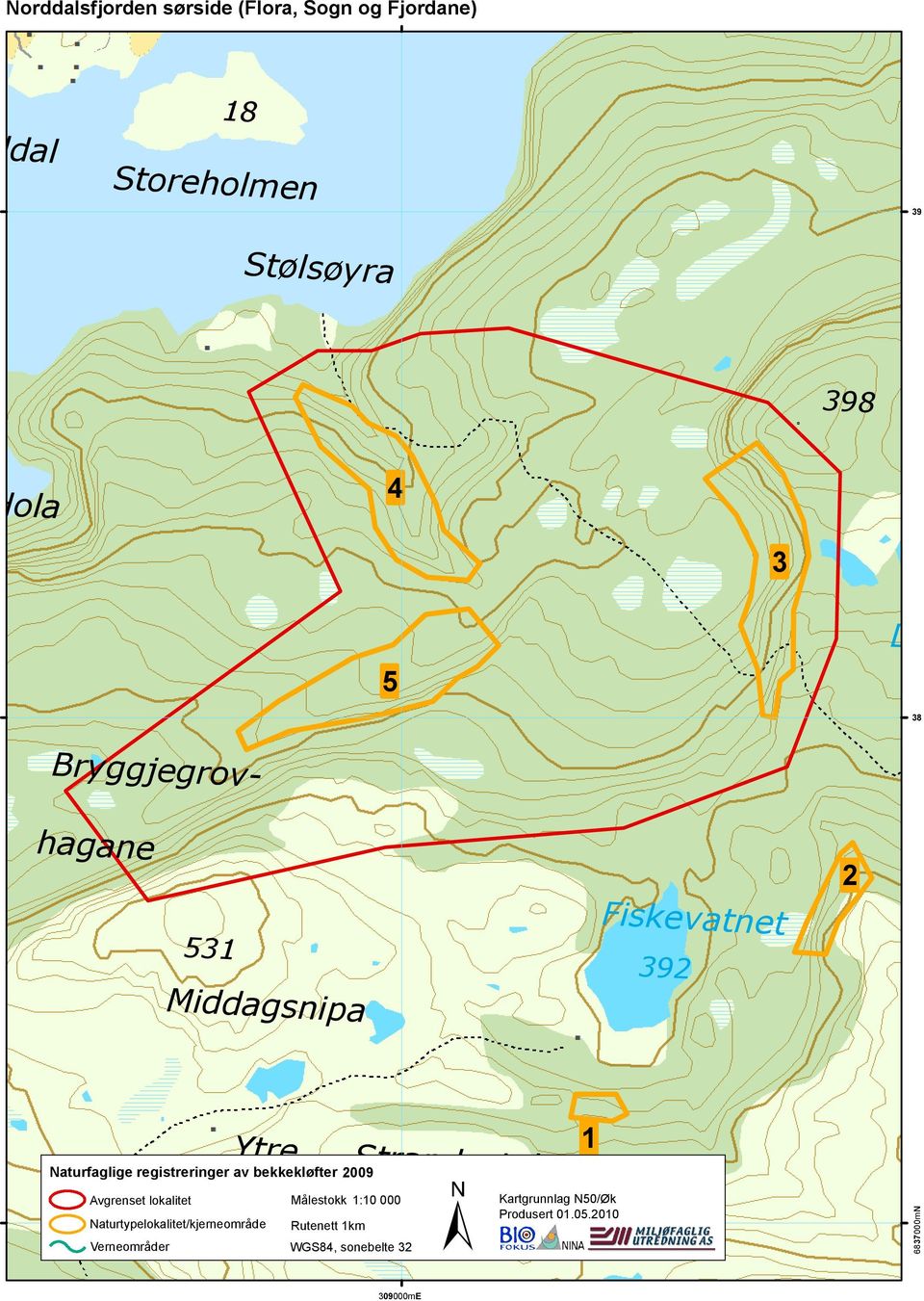 2009 Avgrenset lokalitet Naturtypelokalitet/kjerneområde Verneområder Ytre Strandastølen Målestokk 1:10