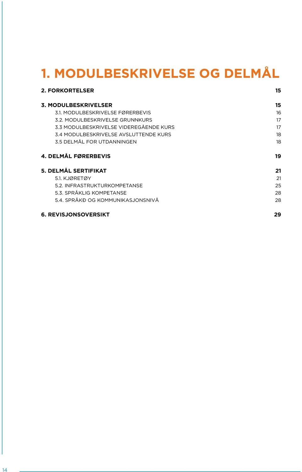 4 MODULBESKRIVELSE AVSLUTTENDE KURS 18 3.5 DELMÅL FOR UTDANNINGEN 18 4. DELMÅL FØRERBEVIS 19 5.