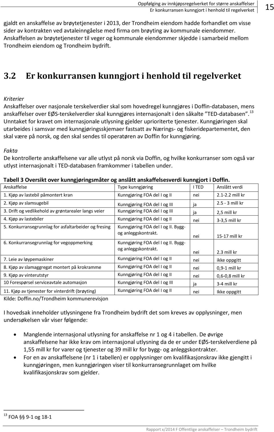 Anskaffelsen av brøytetjenester til veger og kommunale eiendommer skjedde i samarbeid mellom Trondheim eiendom og Trondheim bydrift. 3.