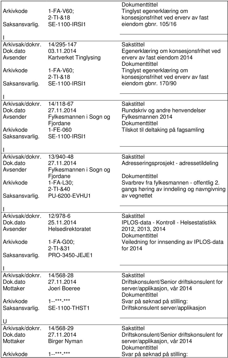 13/940-48 Sakstittel Dok.dato 27.11.2014 Adresseringsprosjekt - adressetildeling Avsender Fylkesmannen i Sogn og 1-FA-L30; 2-T-&40 P-6200-EVH1 Svarbrev fra fylkesmannen - offentlig 2.