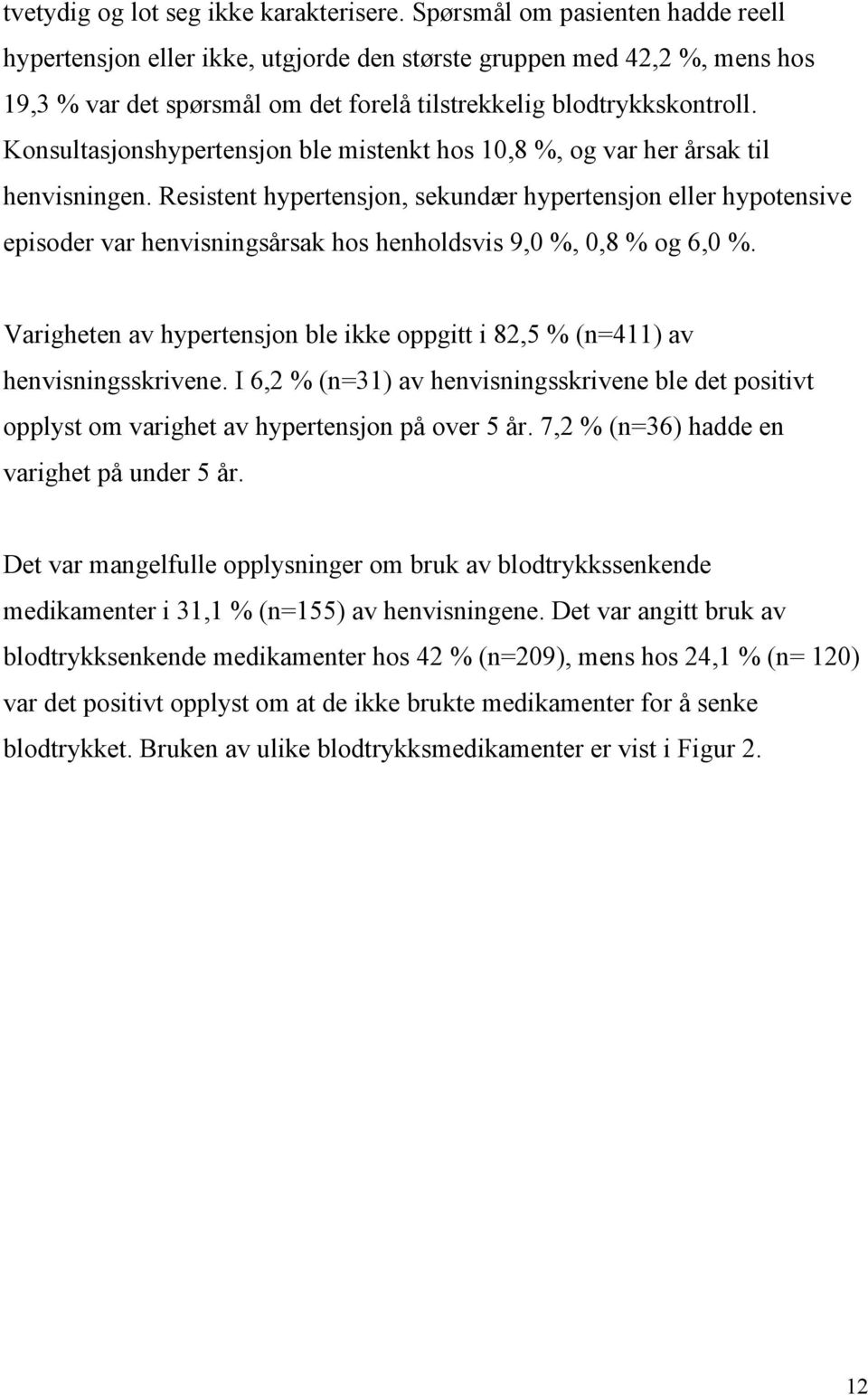 Konsultasjonshypertensjon ble mistenkt hos 10,8 %, og var her årsak til henvisningen.