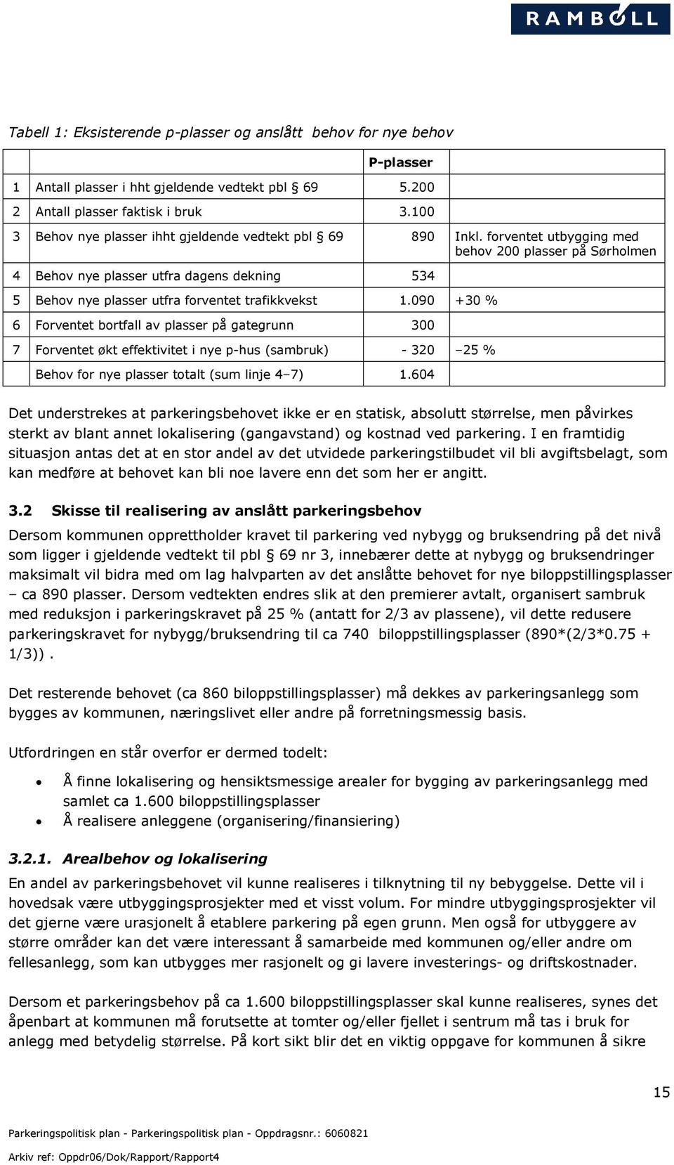 forventet utbygging med behov 200 plasser på Sørholmen 4 Behov nye plasser utfra dagens dekning 534 5 Behov nye plasser utfra forventet trafikkvekst 1.