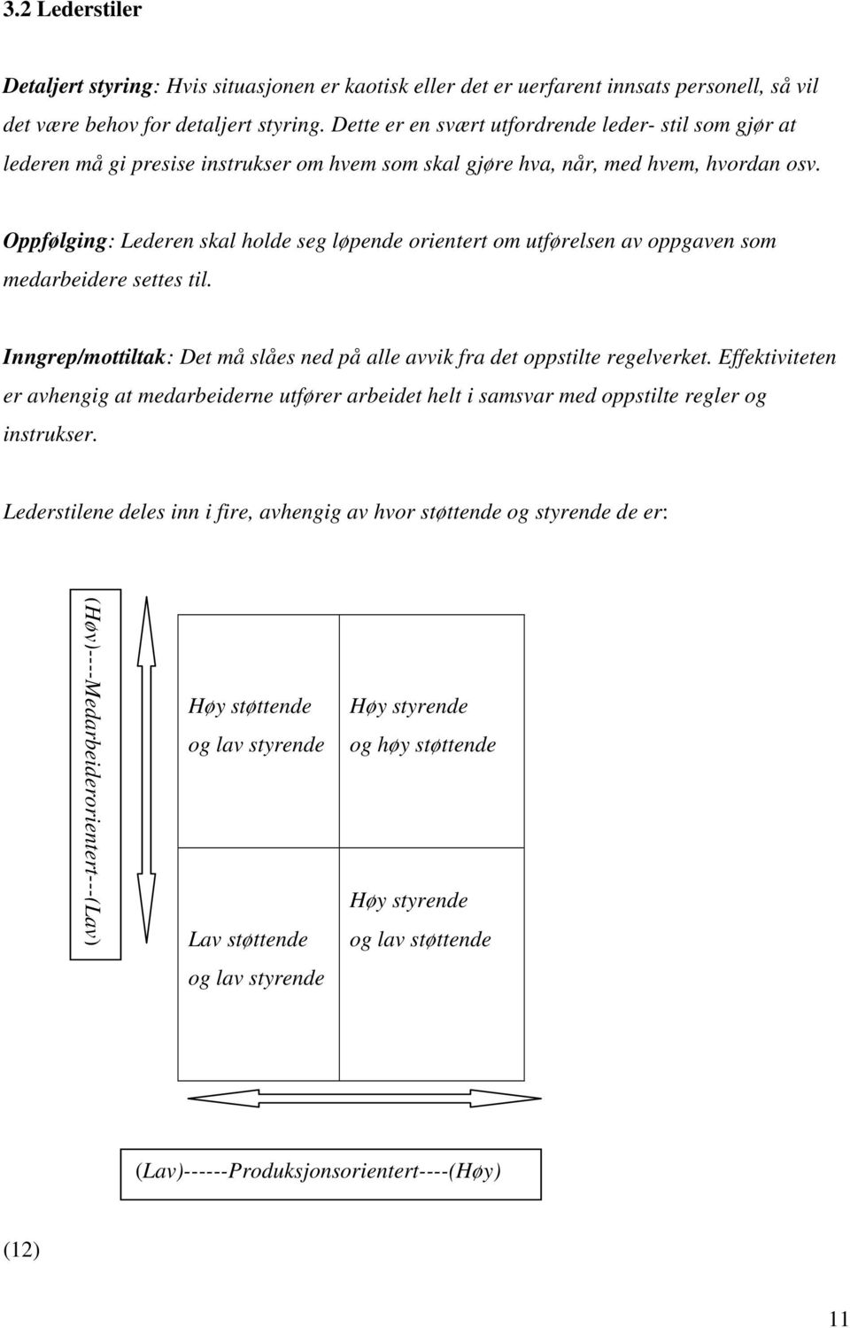 Oppfølging: Lederen skal holde seg løpende orientert om utførelsen av oppgaven som medarbeidere settes til. Inngrep/mottiltak: Det må slåes ned på alle avvik fra det oppstilte regelverket.