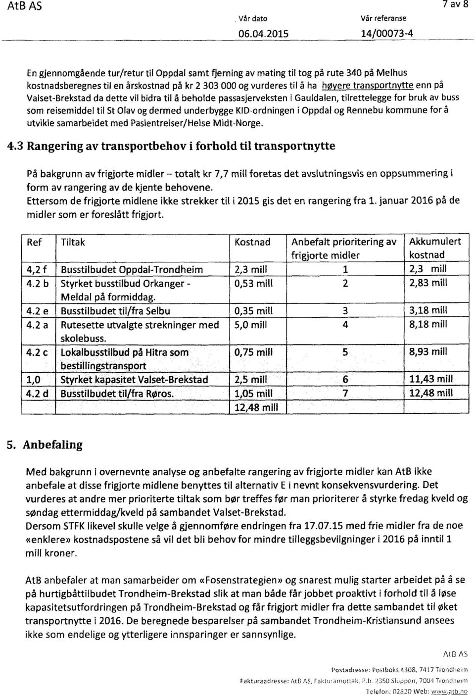 kommune for å utvikle samarbeidet med Pasientreiser/Helse Midt-Norge. 4.