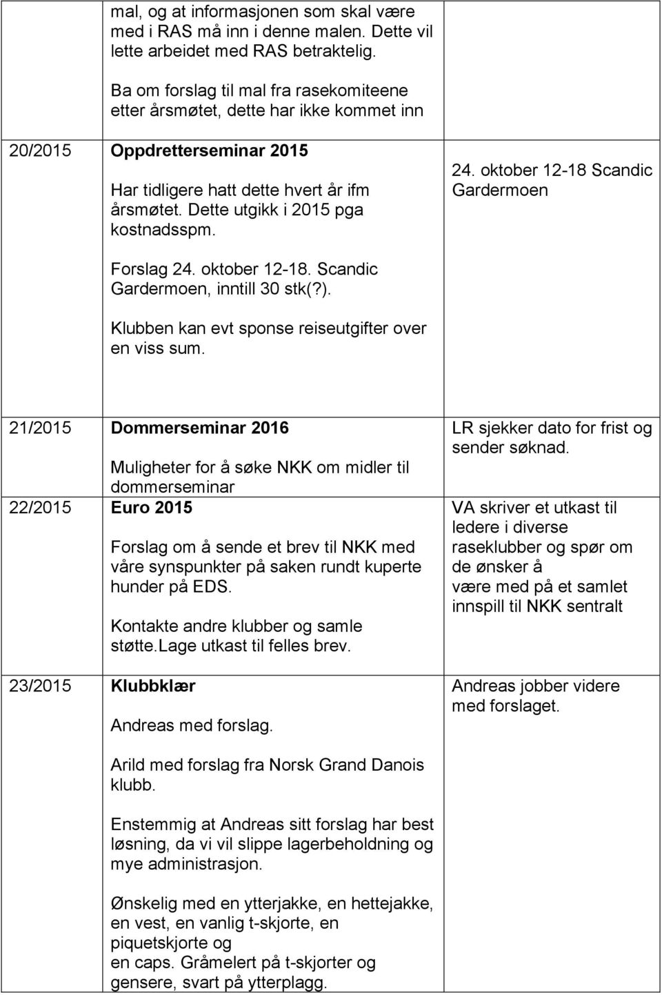 24. oktober 12-18 Scandic Gardermoen Forslag 24. oktober 12-18. Scandic Gardermoen, inntill 30 stk(?). Klubben kan evt sponse reiseutgifter over en viss sum.