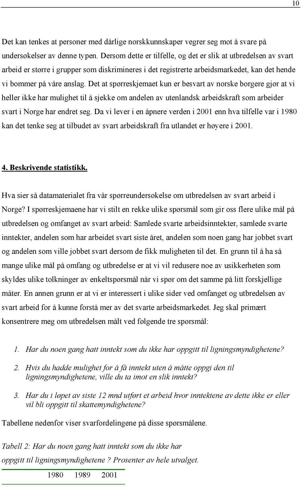 Det at spørreskjemaet kun er besvart av norske borgere gjør at vi heller ikke har mulighet til å sjekke om andelen av utenlandsk arbeidskraft som arbeider svart i Norge har endret seg.