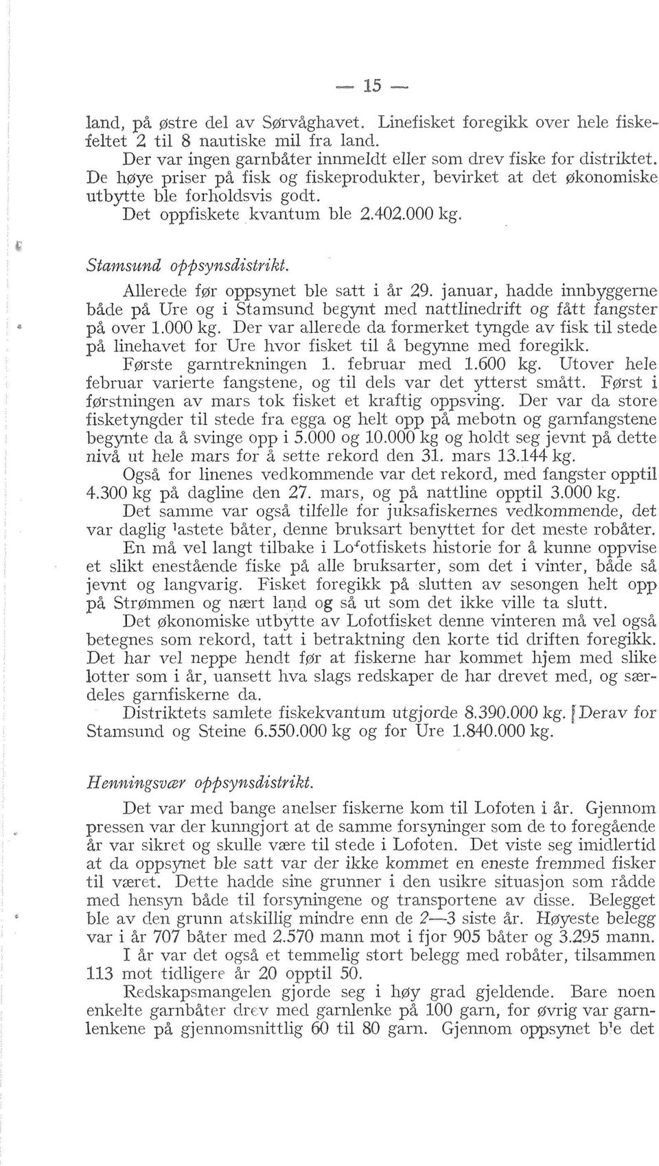 januar, hadde inilbyggerxae både på Ure og i Stamsund begynt nied nattlinedrift og fått fangster på over 1.000 kg.