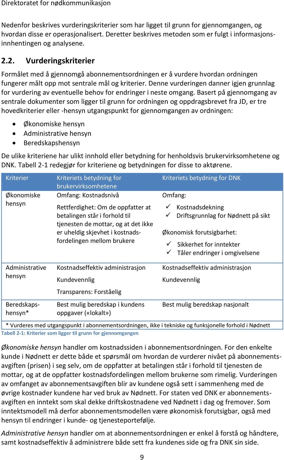 2. Vurderingskriterier Formålet med å gjennomgå abonnementsordningen er å vurdere hvordan ordningen fungerer målt opp mot sentrale mål og kriterier.