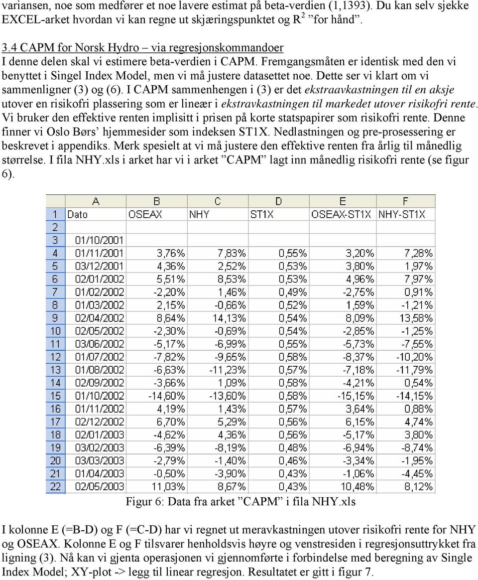 Fremgangsmåten er identisk med den vi benyttet i Singel Index Model, men vi må justere datasettet noe. Dette ser vi klart om vi sammenligner (3) og (6).