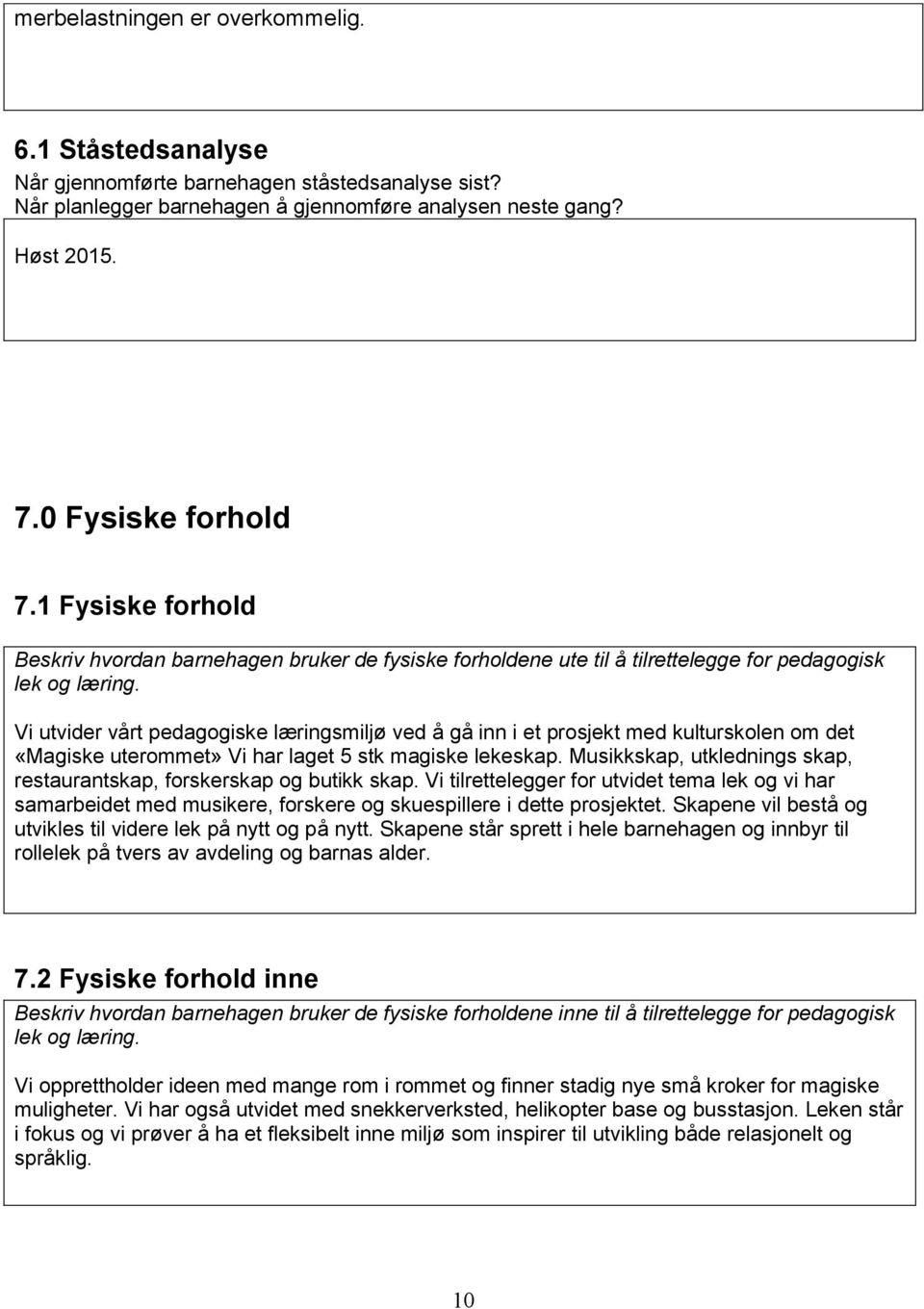 Vi utvider vårt pedagogiske læringsmiljø ved å gå inn i et prosjekt med kulturskolen om det «Magiske uterommet» Vi har laget 5 stk magiske lekeskap.