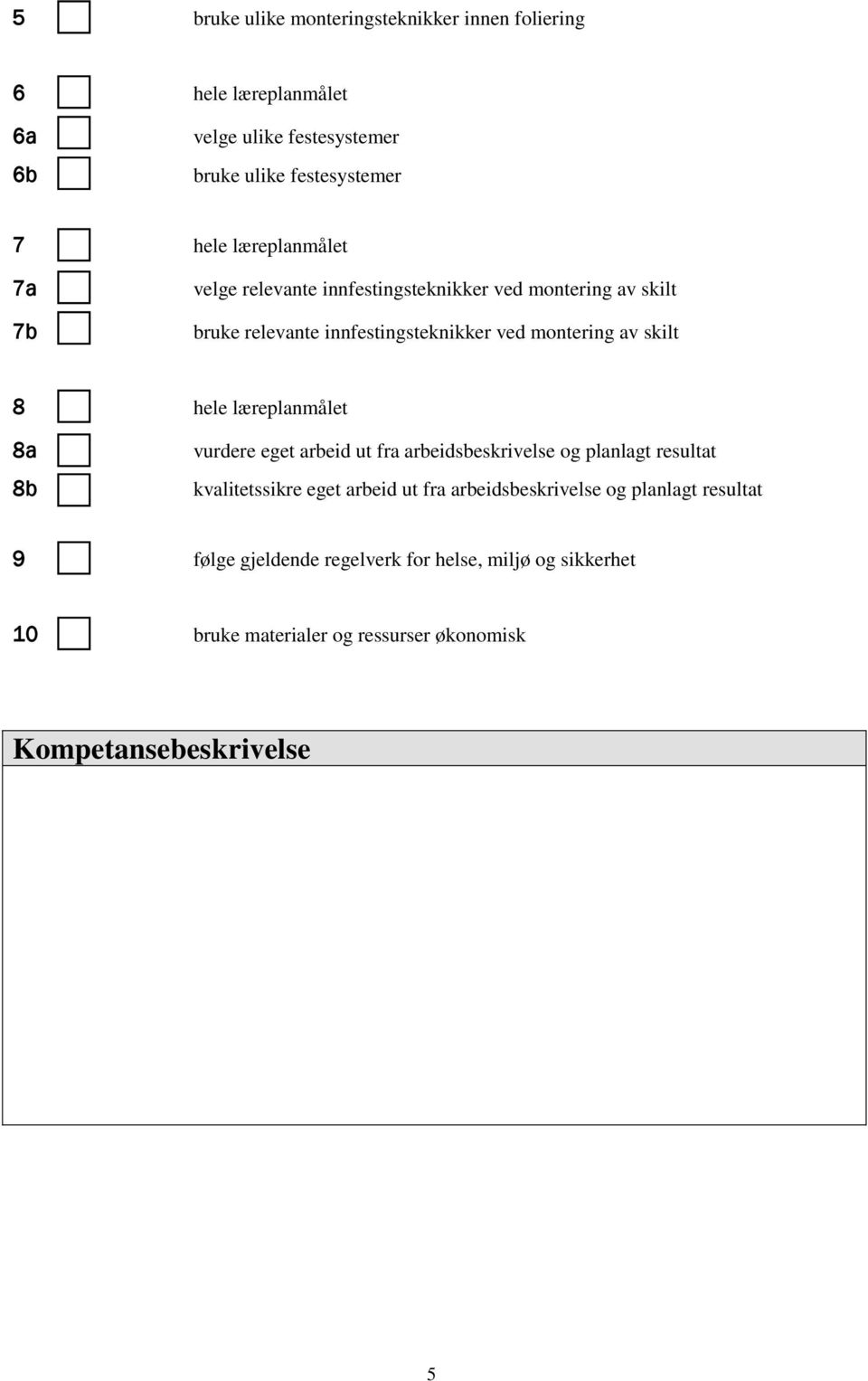 hele læreplanmålet 8a 8b vurdere eget arbeid ut fra arbeidsbeskrivelse og planlagt resultat kvalitetssikre eget arbeid ut fra