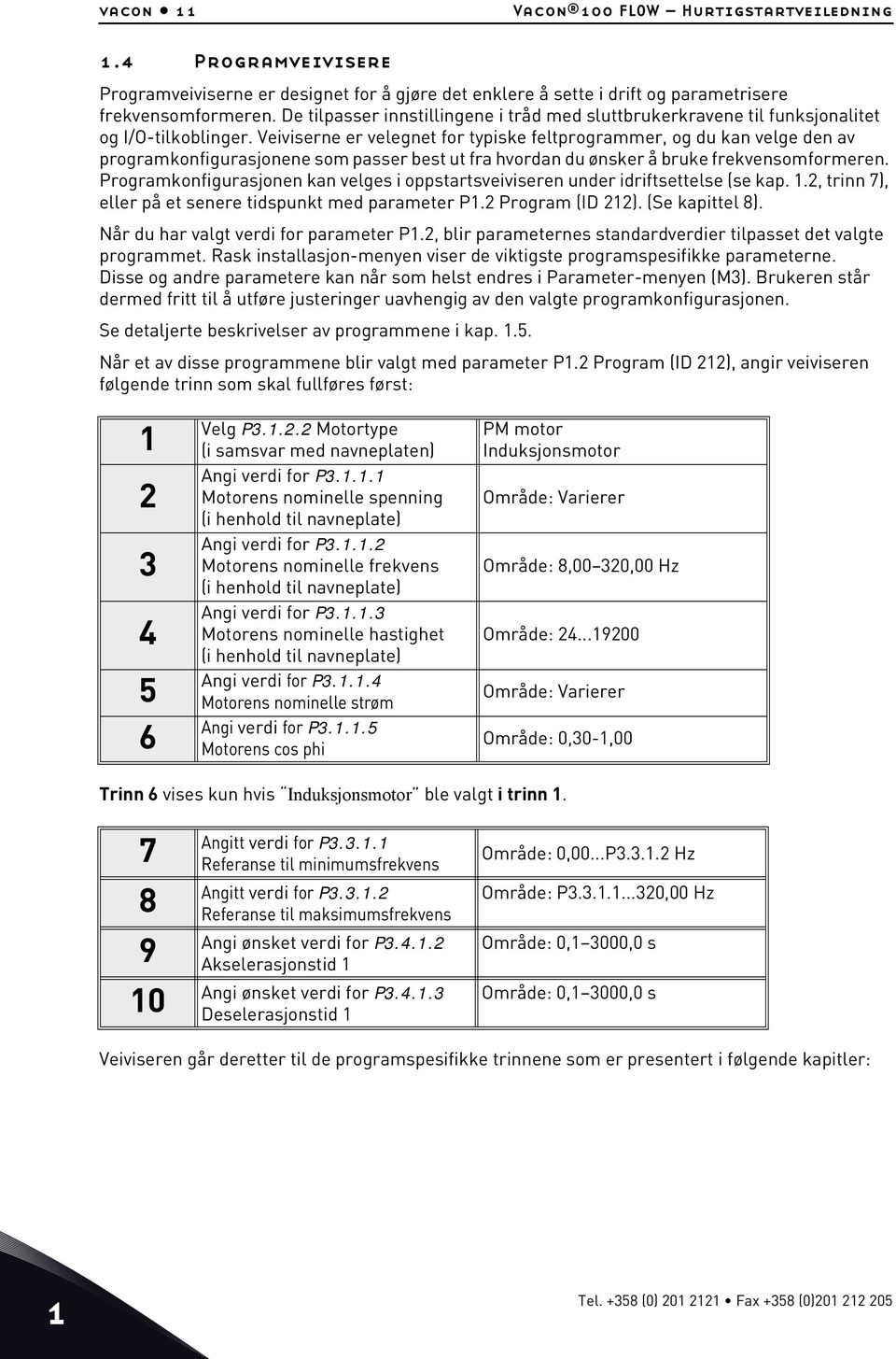 Veiviserne er velegnet for typiske feltprogrammer, og du kan velge den av programkonfigurasjonene som passer best ut fra hvordan du ønsker å bruke frekvensomformeren.