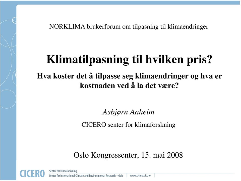 Hva koster det å tilpasse seg klimaendringer og hva er