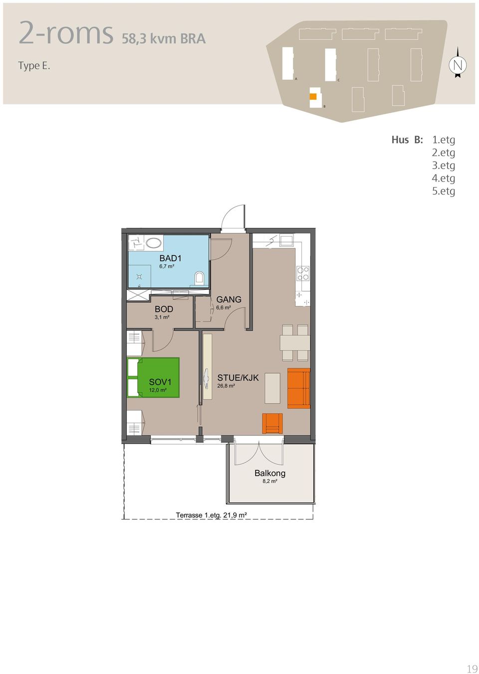 etg D1 6,7 m² OD 3,1 m² GNG 6,6 m² 12,0