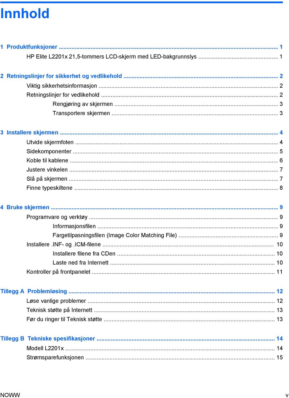 .. 6 Justere vinkelen... 7 Slå på skjermen... 7 Finne typeskiltene... 8 4 Bruke skjermen... 9 Programvare og verktøy... 9 Informasjonsfilen... 9 Fargetilpasningsfilen (Image Color Matching File).