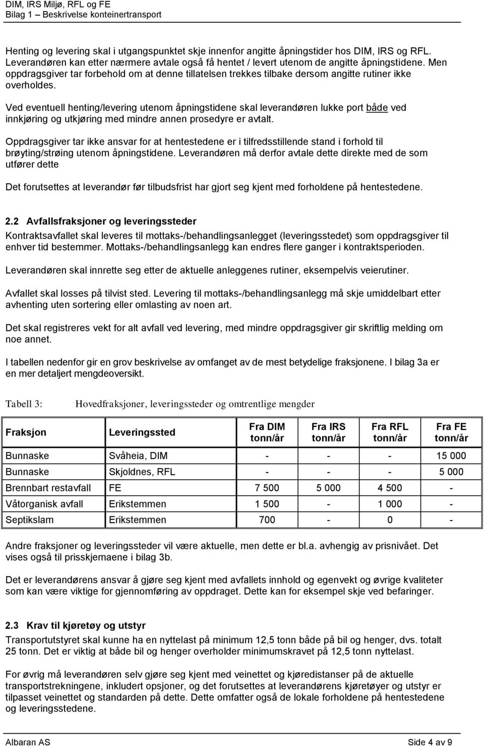 Ved eventuell henting/levering utenom åpningstidene skal leverandøren lukke port både ved innkjøring og utkjøring med mindre annen prosedyre er avtalt.