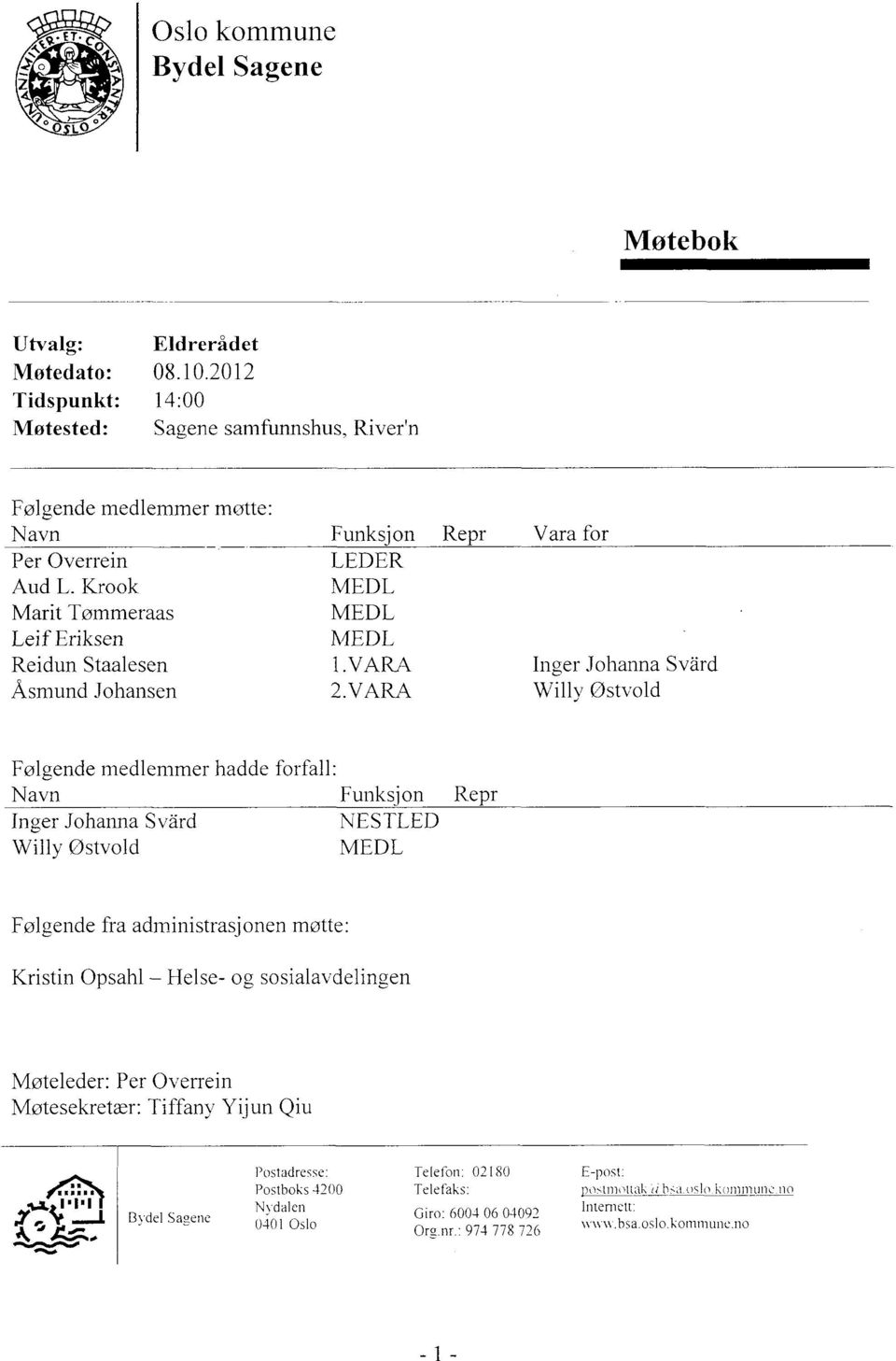 Krook MEDL Marit Tømmeraas MEDL Leif Eriksen MEDL Reidun Staalesen 1.VÅRA Inger Johanna Svärd Åsmund Johansen 2.