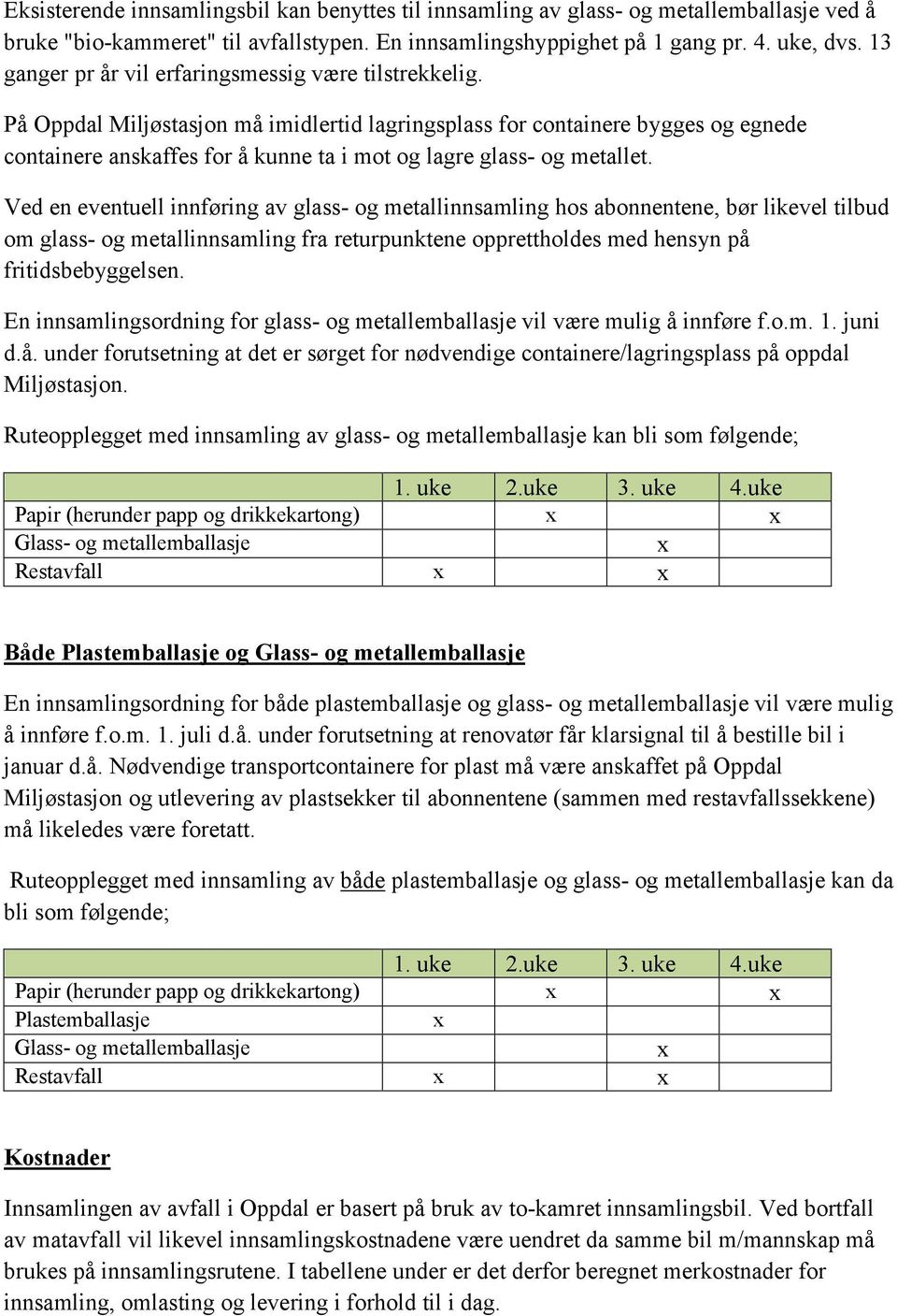 På Oppdal Miljøstasjon må imidlertid lagringsplass for containere bygges og egnede containere anskaffes for å kunne ta i mot og lagre glass- og metallet.