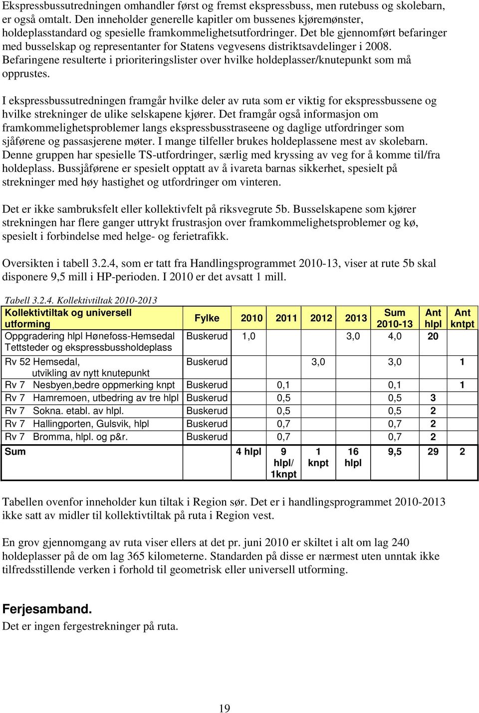 Det ble gjennomført befaringer med busselskap og representanter for Statens vegvesens distriktsavdelinger i 2008.